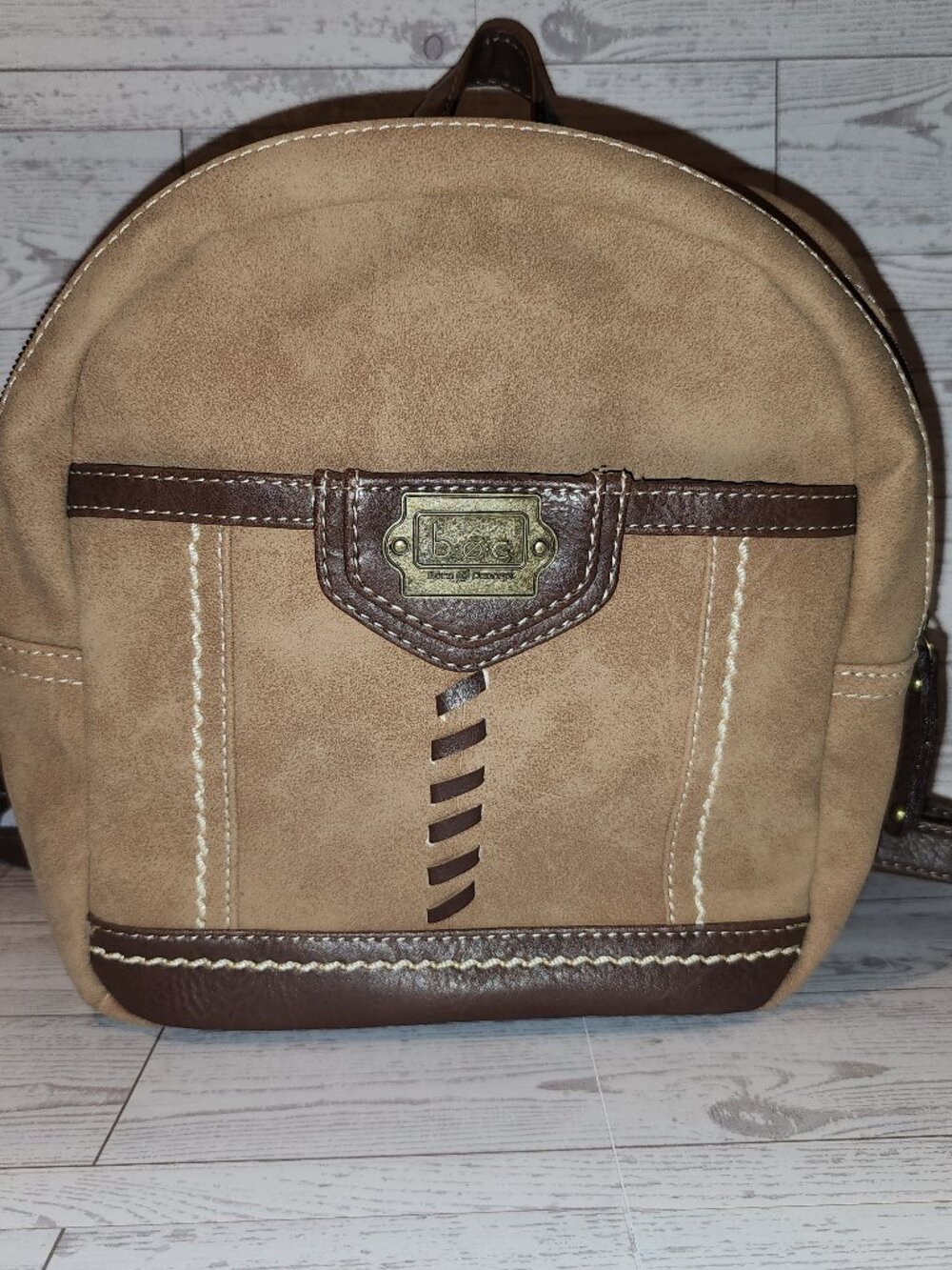 B.O.C. Born Concept Tan Brown Mini Backpack Purse Boho Western Vintage